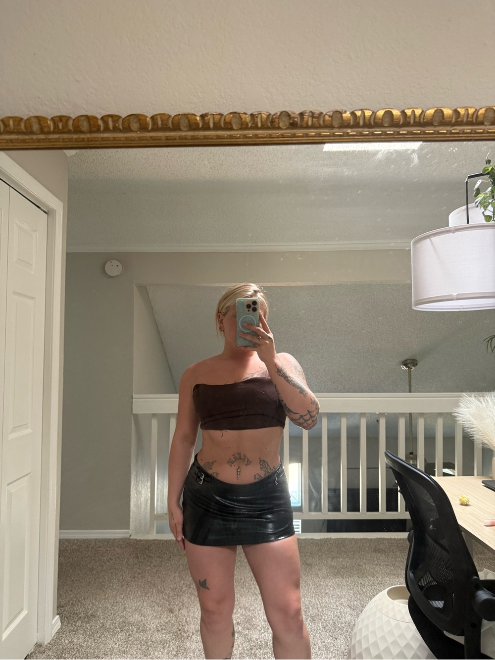 SHEIN Black Faux Leather Mini Skirt